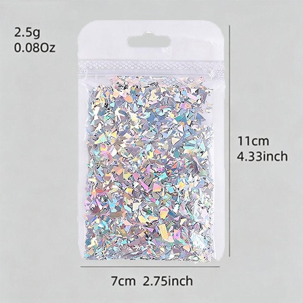 Laser Silver Nail Glitters Sparkly Sliver Nail Charms New Chunky Glitter for Women DIY Manicure