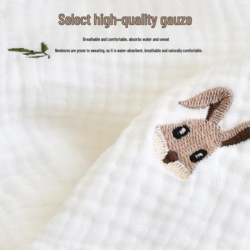 Newborn Pure Cotton Gauze Embroidered Shell Edge Swaddle Wrap