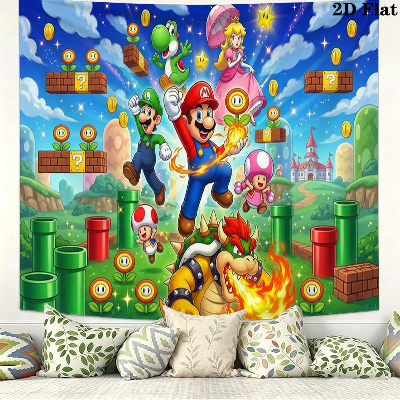 Super Bros Wall Tapestry Aesthetic Wall Hanging Printed Fabric Blanket Decorative Tapestries for Bedroom Living Room Home Decor