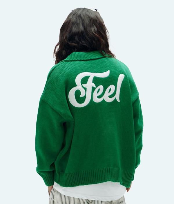 Fill Enough Feel Logo Cropped Knitjacket Green L