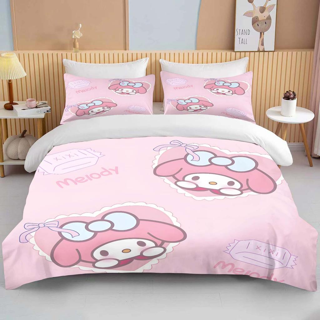 Sanrio Hello Kitty Melody Bedding Sets Comforter Cover Bed Cover Duvet Cover Pillow Case 2-3 Pieces Sets Bedroom Decor