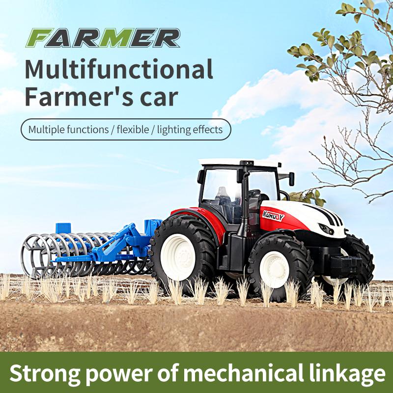 RC Farm Tractors Car 1/24 Radio Controlled Cars and Trucks 2.4G with Light Simulated Engineering Truck Model Toys for Kids Xmas