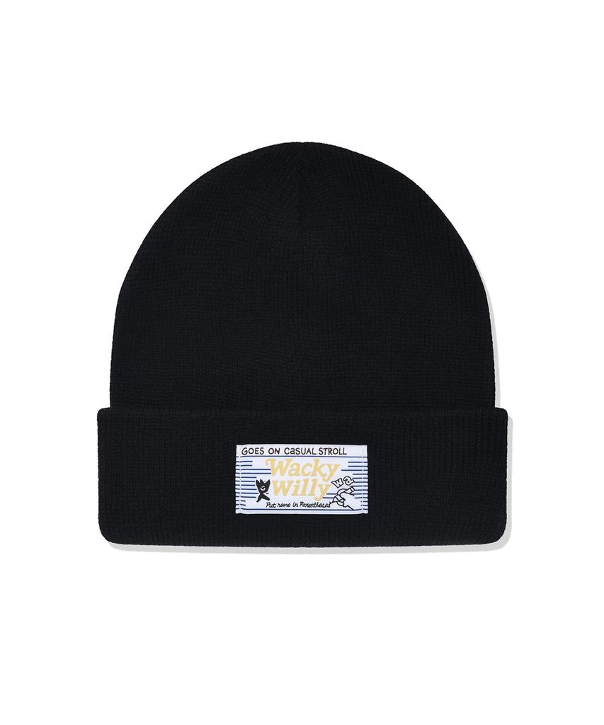 WACKY WILLY Label Beanie Black