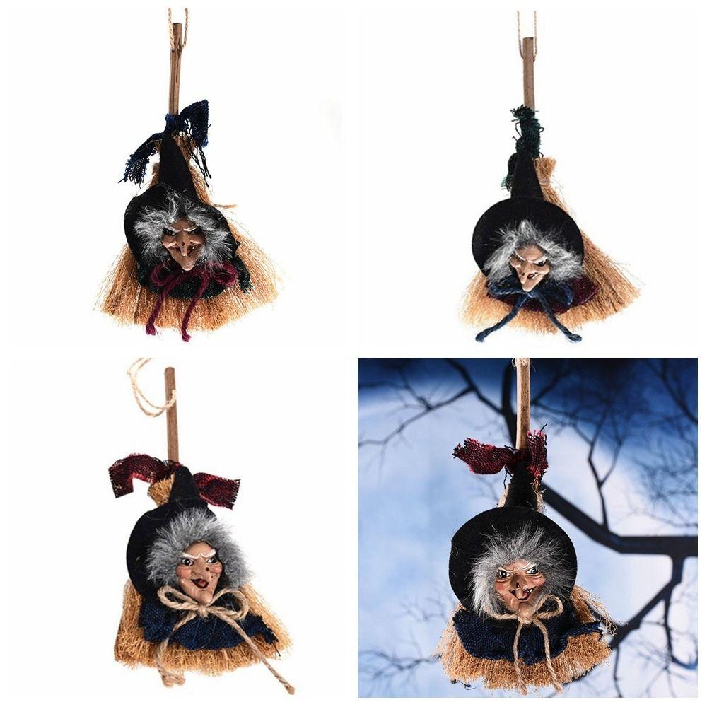 Witch Witch Props Doll Handmade Witch Broom Pendant Halloween Witch Doll  Fancy Dress Party