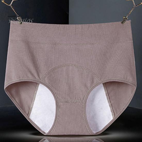 Women Panties Solid Color Plus Size Butt-lifted High Waist Seamless Elastic Period Prevent Leakage Briefs Menstrual Underpants Female Underwear