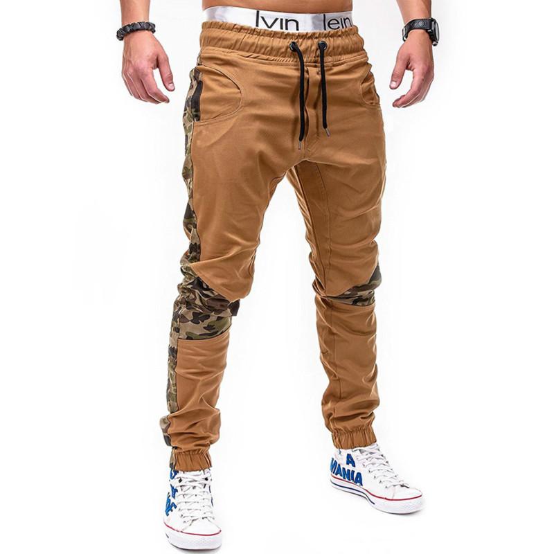 Men's Fashion Casual Pants Plus Size Camouflage Splicing Tights Jogging Pants