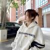 Autumn Winter Letter Printing Pullover Hoodies Women Vintage Loose Casual Simple All-match Hooded Sweatshirt