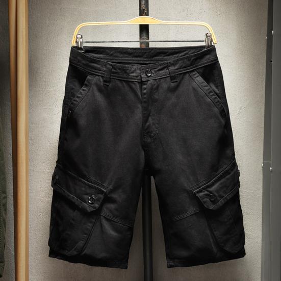 Summer Shorts Solid Color Soft Fabric Loose Trendy Zip Up Men for Home