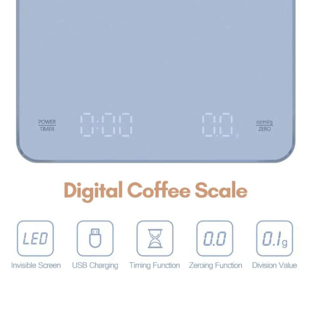 LED Screen Digital Kitchen Scale USB Rechargeable Coffee Scale High-precision Scale  Coffee Brewing