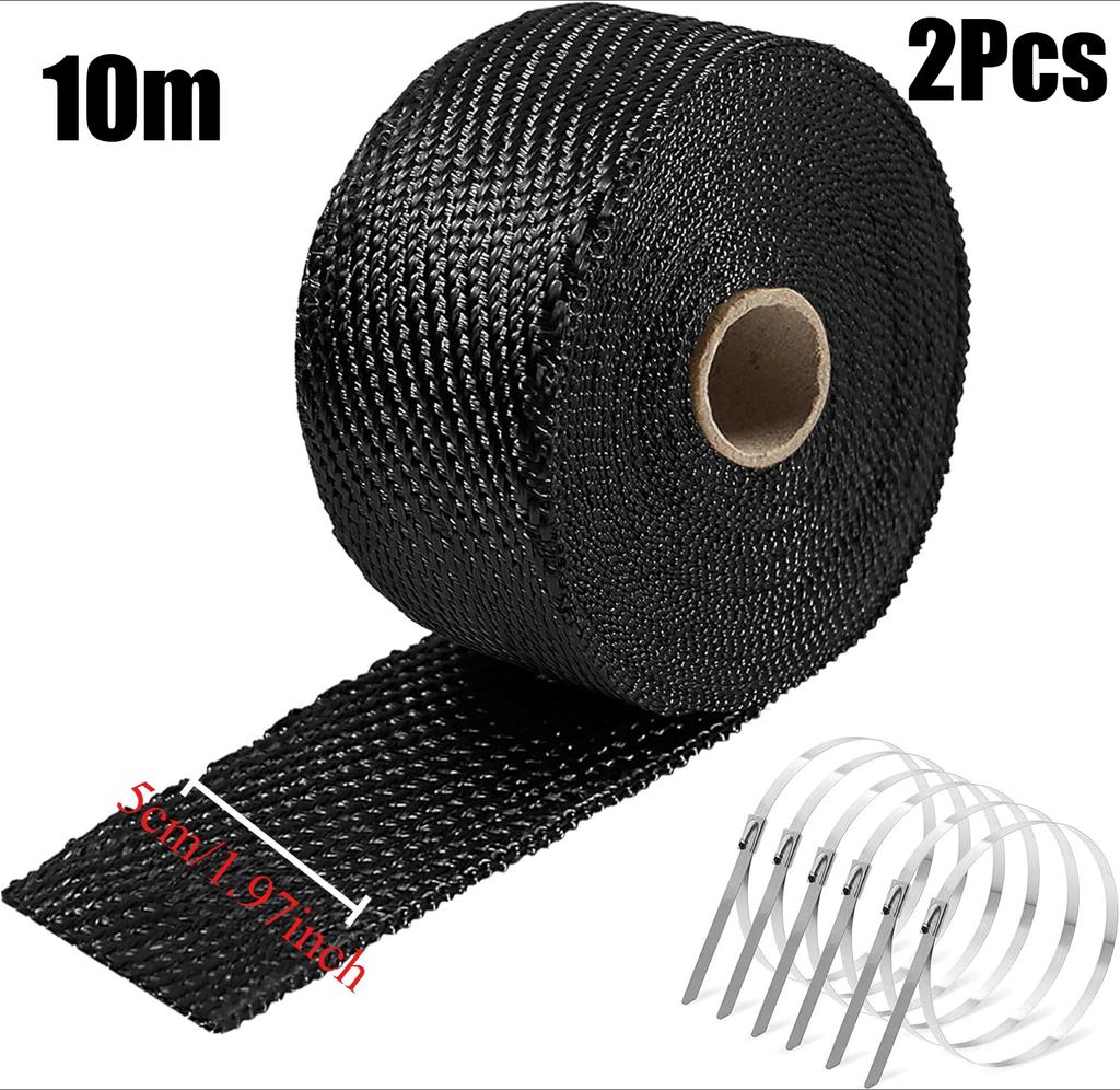 5CM x 10M Banana Cloth Insulation Cotton Exhaust Pipe Insulation Thermal Heat Wrap Roll Motorcycle Fiberglass Heat Shield Tape