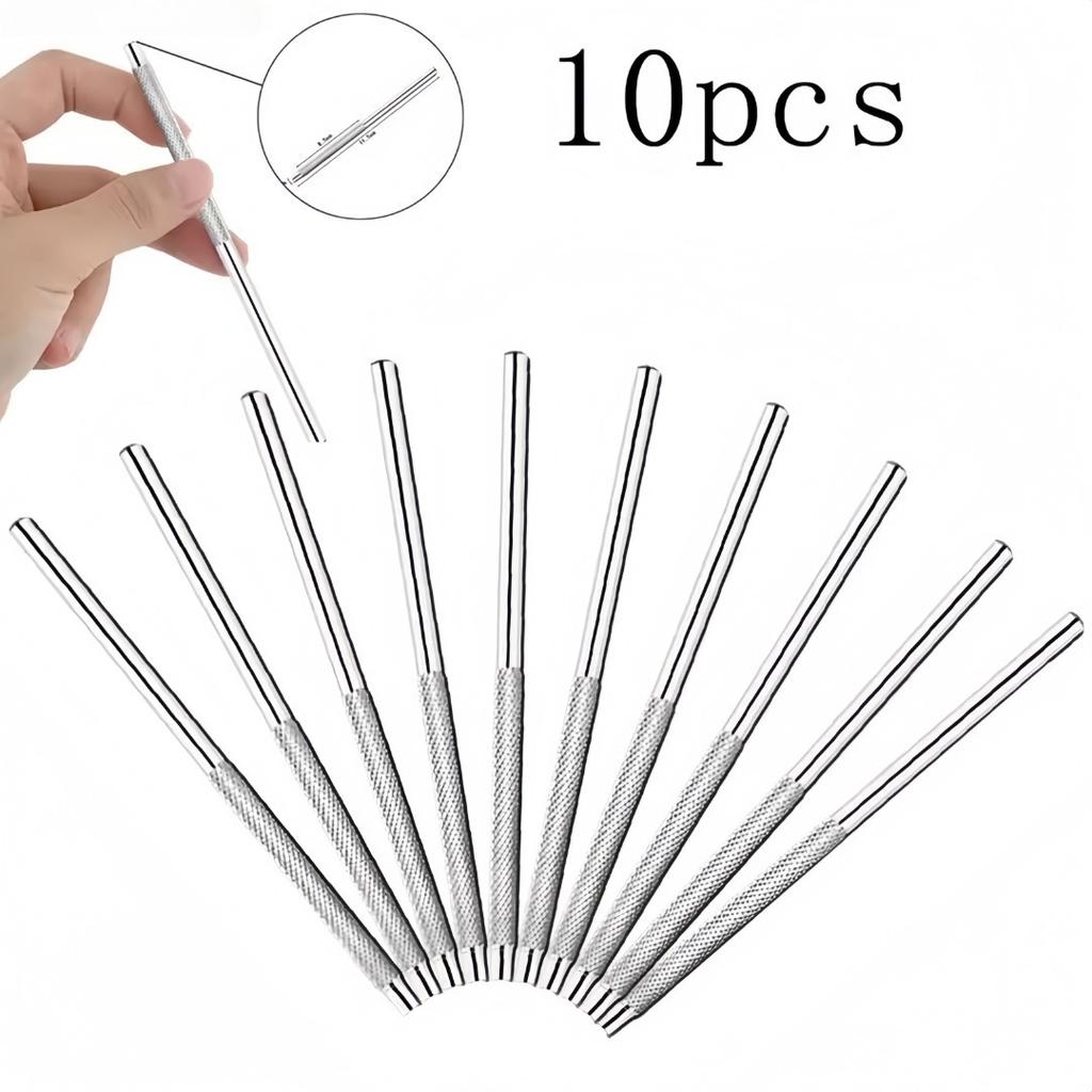 10Pcs Stainless Steel Dental Mirror Handle No Mirror Dentist Tool for Dental Examination Single Handle