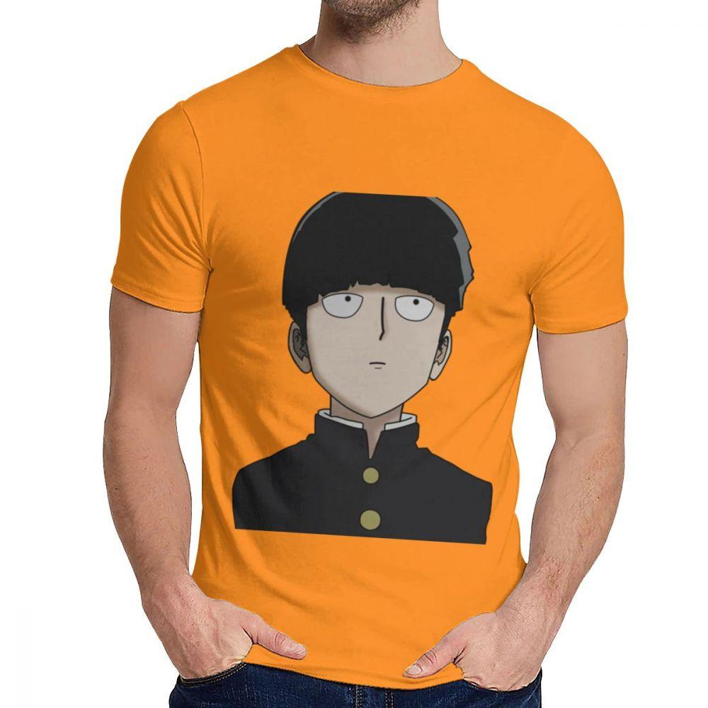 Herren T-Shirt Shigeo Kageyama Mob Psycho 100 Reine Baumwolle Oberteil Design Rundhals Harajuku Streetwear