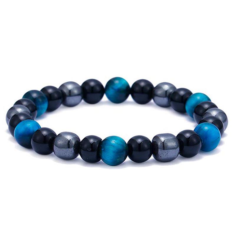JYL TS Bracelet Men s Beaded Braided Elastic Boosts Stability & Fortune Black magnet-4 фиолетовый