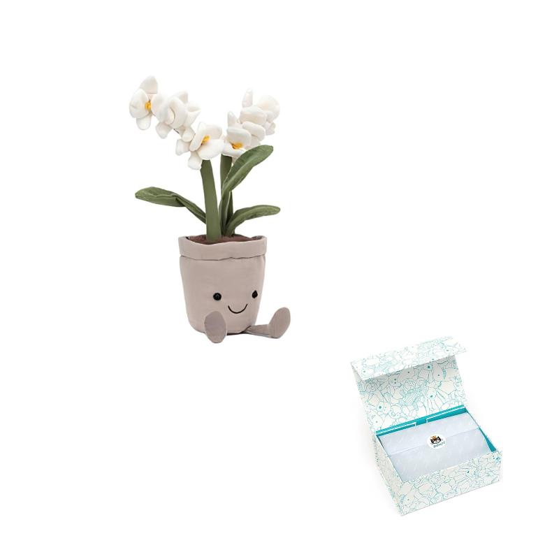 JELLYCAT Botanical Series Cute White Orchid Companion and Soothing Doll Plush Doll 27cm High