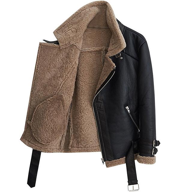 Strike Lambskin Shearling Rider Jacket (Black)
