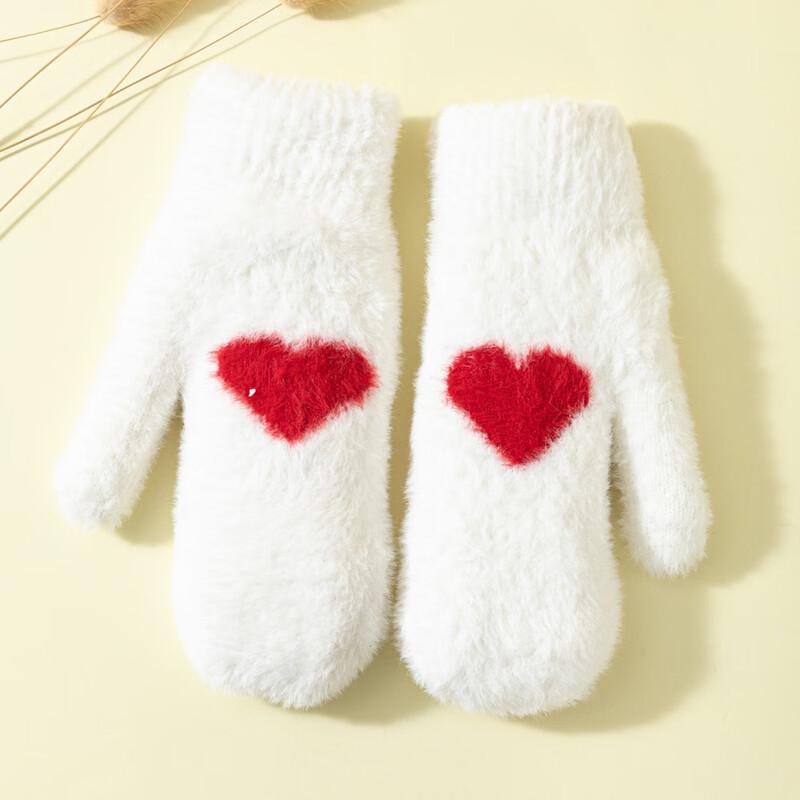 Yishan Yisi Women s Double-Layer Knit Heart Winter Gloves