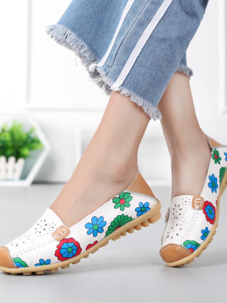 Woman's Flats Shoes Woman Soft Genuine Leather Big Size Boat Shoes for Women