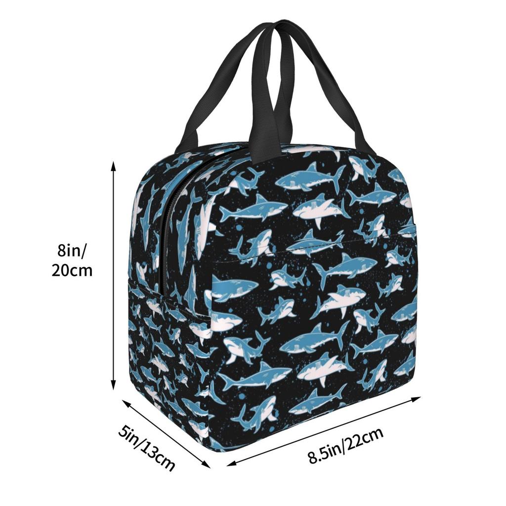 Sharks Pattern Print Insulated Lunch Bag The Nightmare Before Christmas Portable Thermal Cooler Lunch Box Container Tote Bags