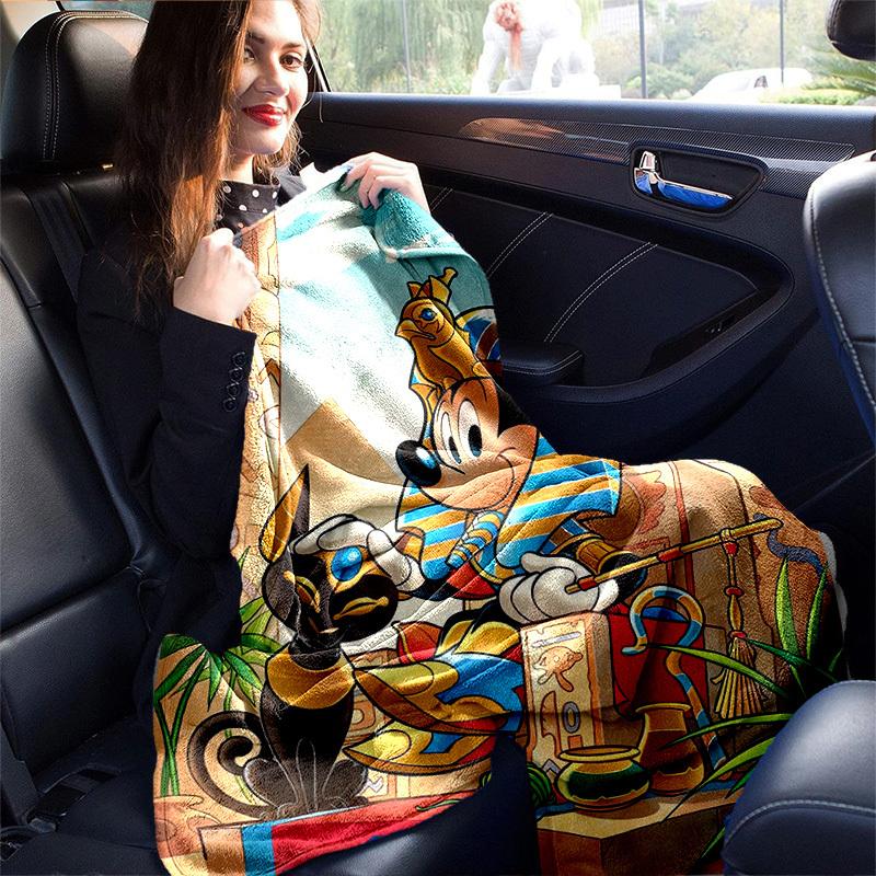 1pc, Egyptian Mickey Mouse Home Decor Gift: Cozy Flannel Blanket for Bedroom, Living Room, Travel, Camping, Car