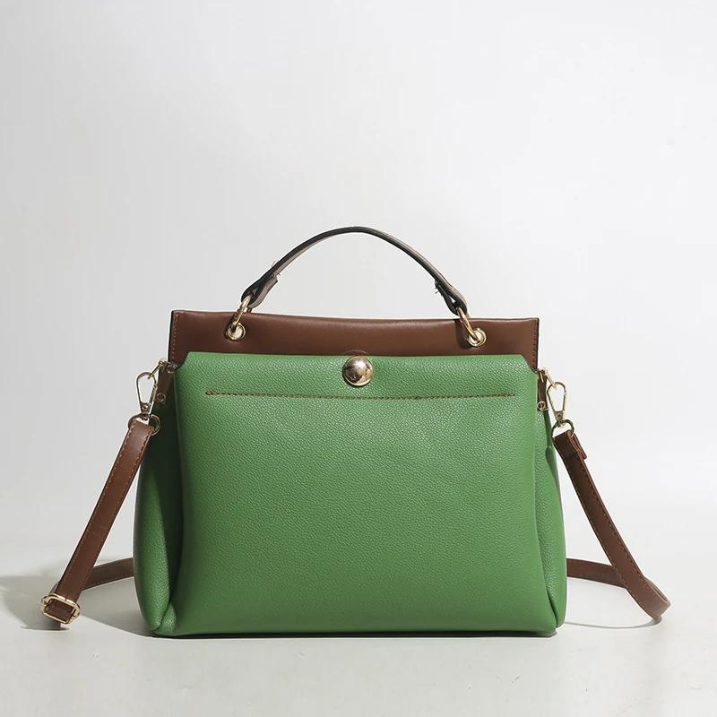 Monochromatic Feminine Shoulder Bag with Zipper Interior Square Bags Stitching Line High Quality Fashion