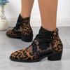 Low Heel Zipper Women's Sandals 2024 Women's Shoes Leopard Embroidered Flower Women's Mid Top High Heel Sandals High Heels
