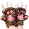 Cat Paw Gloves for Fall and Winter Perfect for or Cat Perfect for School Cultural and Other Khaki Cute, Fluffy, Half-finger Cosplay. Halloween,