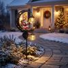 Holiday Path Stake Lights Santa Garden Light, Solar Powered Crescent Moon Lamp, Double Ornament Glass Globes, Christmas Waterproof Pathway