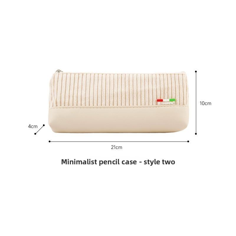 Retro Corduroy Pencil Case For Students With Large Capacity And Simple Design