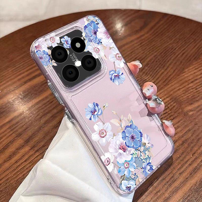 Simple Style Floral Case For Xiaomi Redmi Note 15 Pro 4G Funda Redmi Note 14 13 Pro 5G Clear TPU Silicone Soft Cover