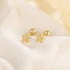 Mini Flower Screw Back Stud Earrings For Women High End Cool Tone Fashion Jewelry Elegant Daily Wear Accessories