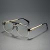 Non-polarized Square Rimless Sunglasses Women Fashion Clear Ocean Gradient Lens Shades Retro Rivets Men Sun Glasses