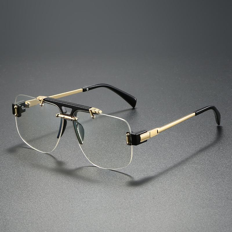 Non-polarized Square Rimless Sunglasses Women Fashion Clear Ocean Gradient Lens Shades Retro Rivets Men Sun Glasses