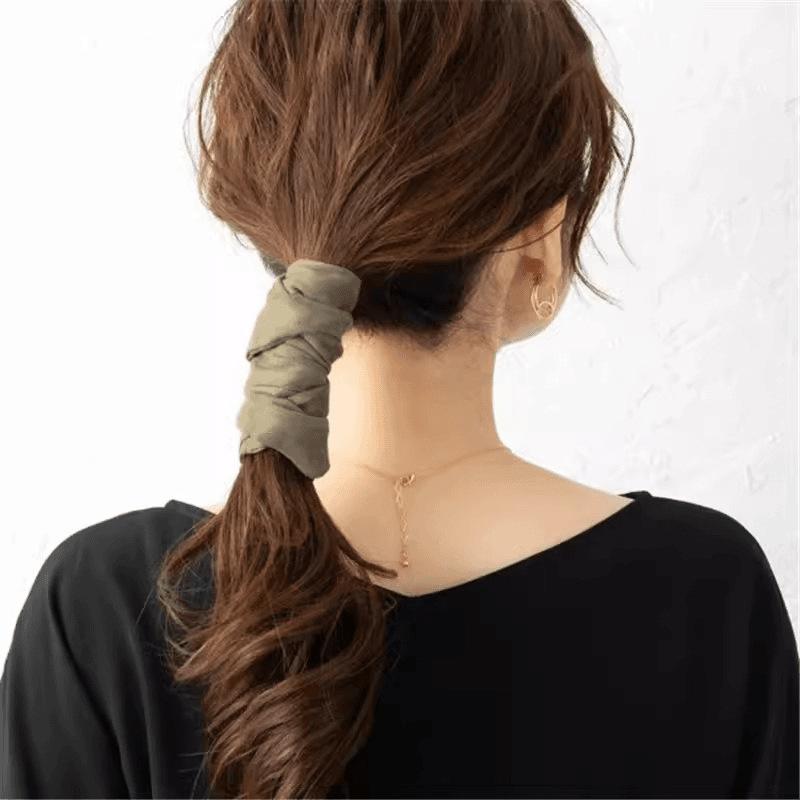 The New Japanese Retro Solid Color Fabric Iron Wire Hair Rope A Wide-brimmed Headband for Ladies To Tie Their Hair in A Low Ponytail