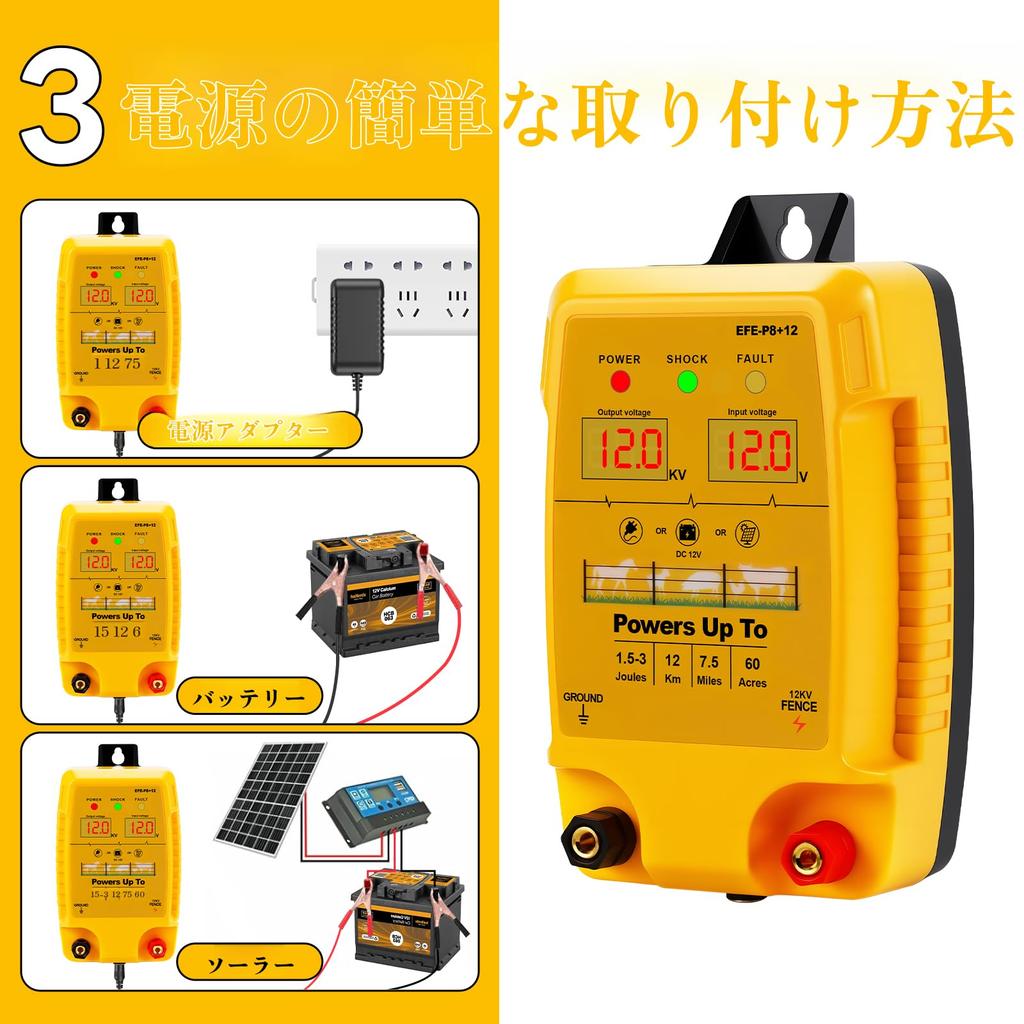 [ahomeone] DIY Electric Fence Kit with High-Power Pulse & LED Voltage Display, Premium Animal-Proof Electric Fence Energizer, Animal-Proof Electric Fe