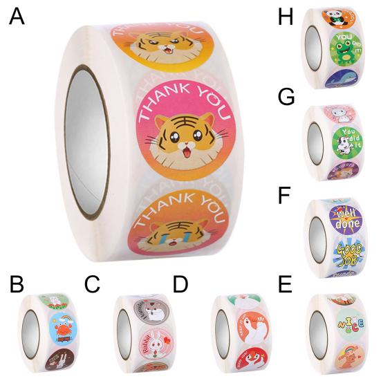 1 Roll Stickers Waterproof Without Residue Exquisite Great Stickiness DIY Eye-catching Cute Cartoon Animals Stickers for Students