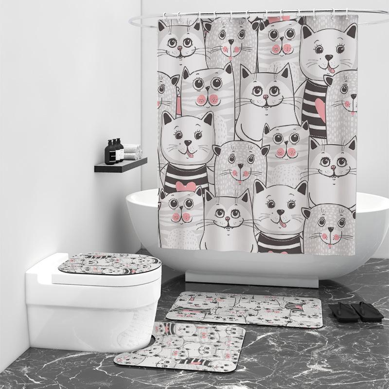 Мультфильм цифровая печать занавеска для душа занавеска для ванной комнаты брезентовая — фото 3