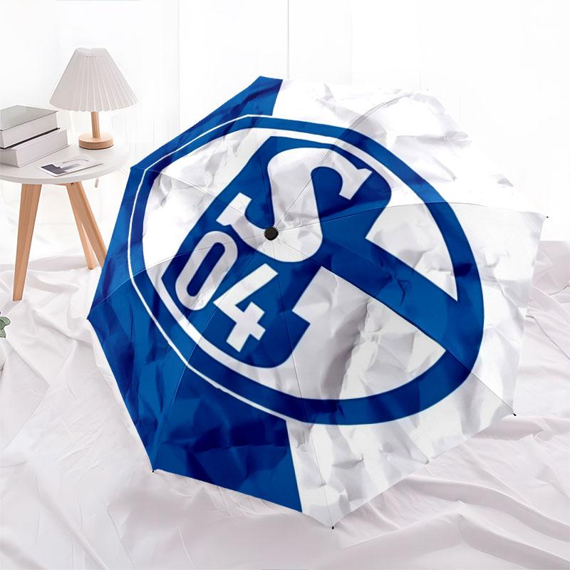 Motif FC Schalke 04, parapluie pliant automatique, design portable et pliable, 8 baleines, un cadeau de Noël ou d'anniversaire.