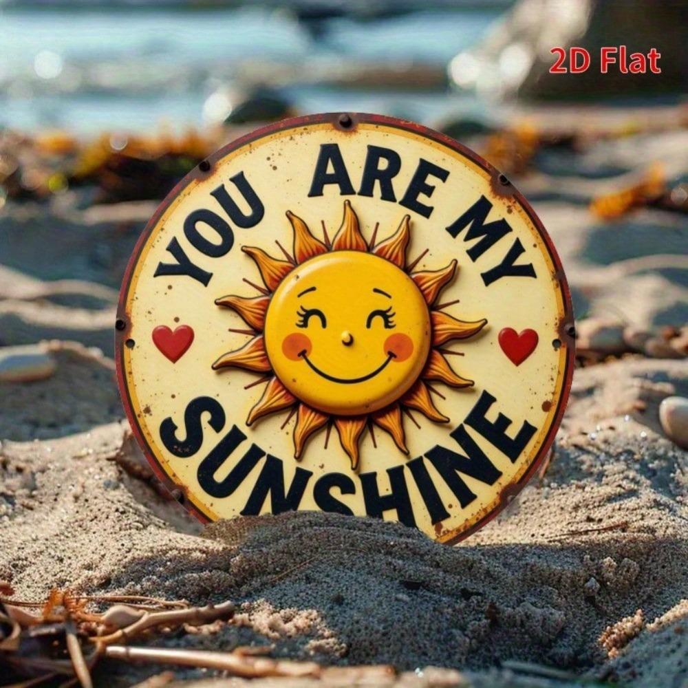 Vintage Round Iron Wall Art You Are My Sunshine Metal Sign Rustic Home Decor Gift