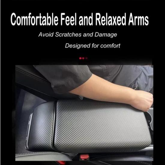 Matte Carbon Fiber Center Console Armrest Box Cover Trim For Tesla Model 3 Y