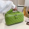 OEING Diamond Quilted Double Zipper Cosmetic Bag