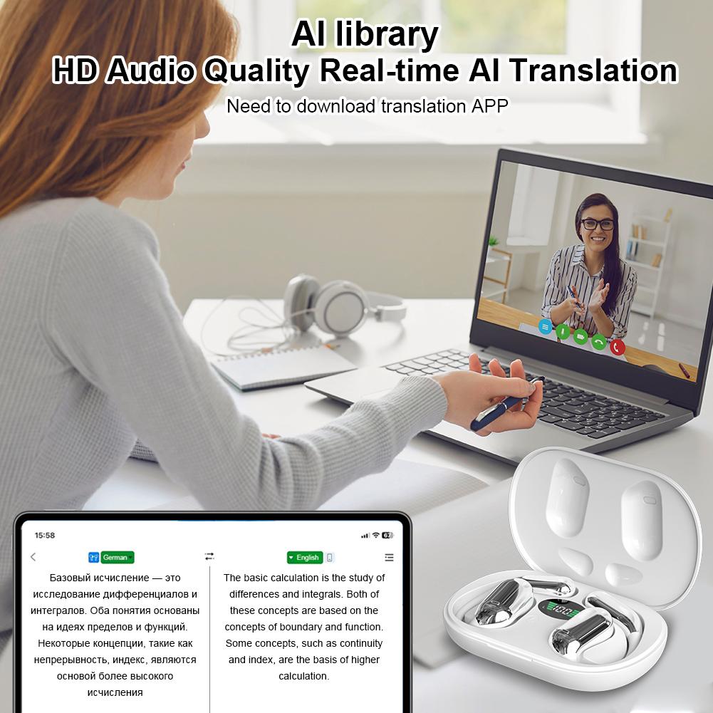 Wireless BT Translation Earbuds Real Time 144 Languages Language Translator Earbuds Ai Translating Earbuds Headphones