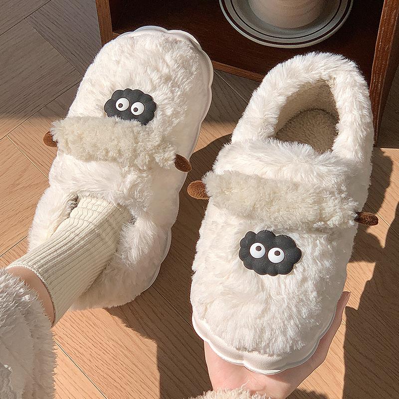 

Thick soled cotton slippers for women, winter full package, postpartum warmth, plush, couple s home, cotton shoes 36-37