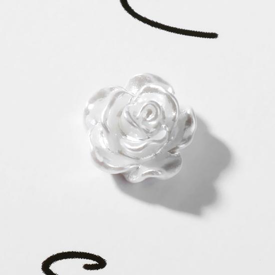 50Pcs/Set Nail Ornament Flower Shape Long Lasting 3D Effect Resin Camellia Aurora White