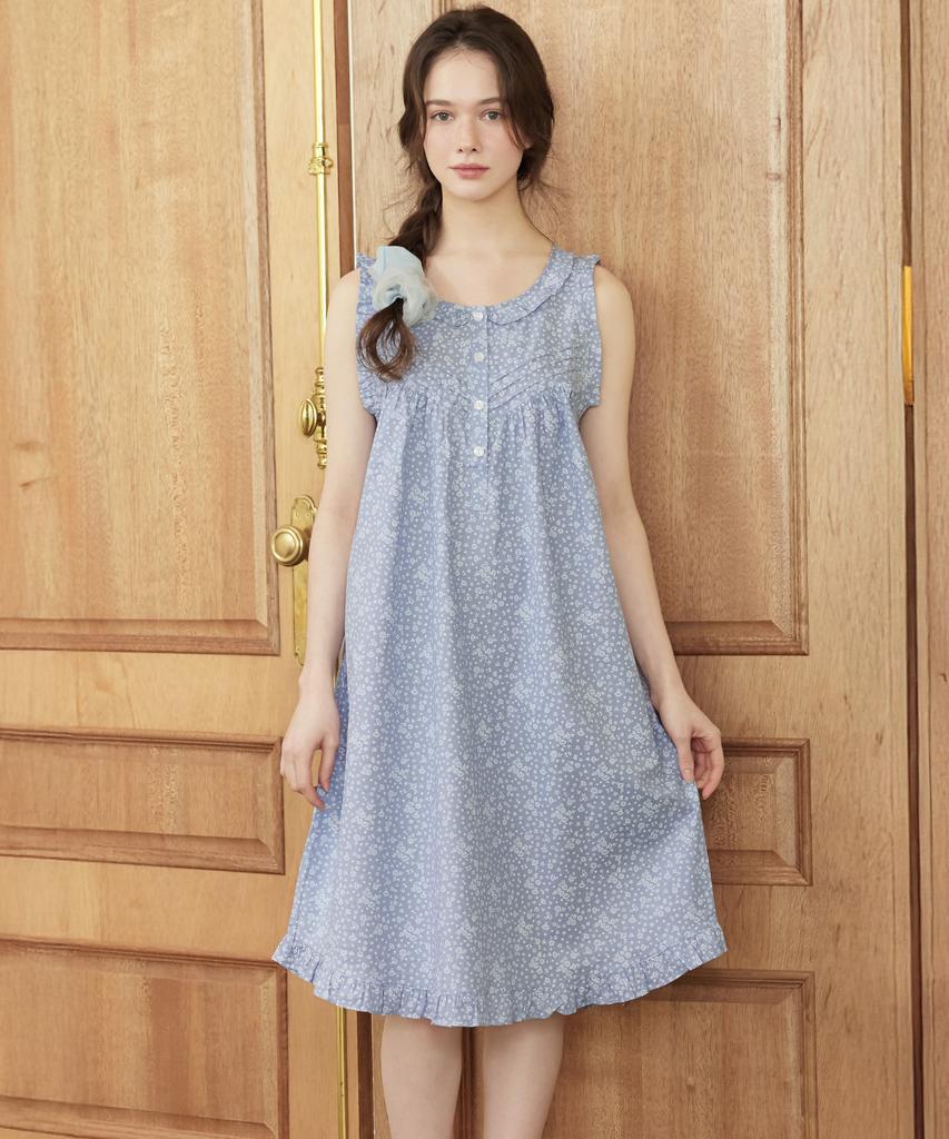 Meipeullawo Blue Pure Sleeveless Pure Cotton Women'S Plus Size One-Piece Pajamas