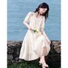 Women's Elegant Short-Sleeve A-Line Midi Dress