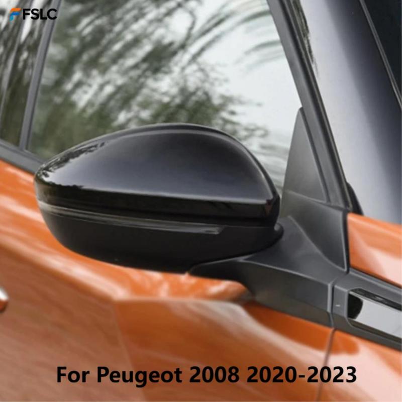 Car Upgrade Matte Black Carbon Fiber Mirror Cover For Peugeot 208 2008 - ABS Rearview Side Door Cap Trim