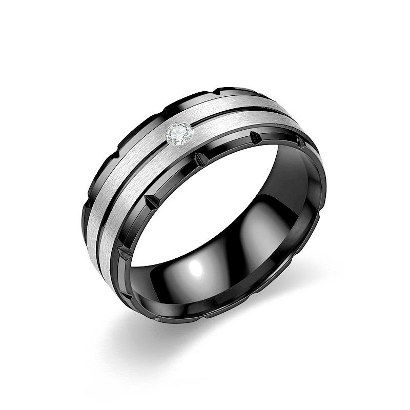Trendy European & American Titanium Steel Ring with Micro-Inlaid Zircon for Couples