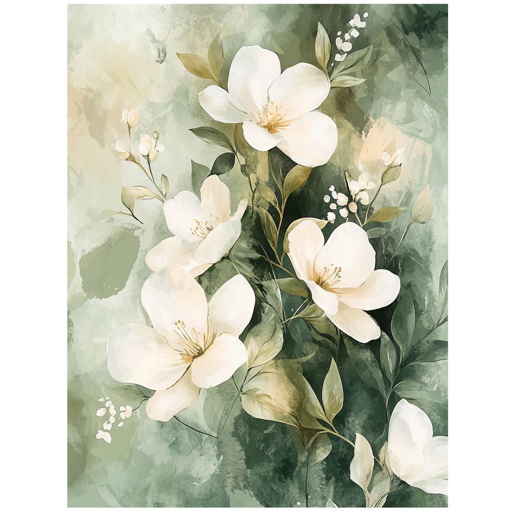Floral Bouquet On a Green Background Floral Bouquet On a Green Background, 50X70 Cm, Frameless, Premium Canvas On Stretcher