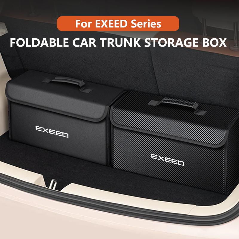 Car Leather Trunk Storage Box Foldable Carbon Fiber Fit For EXEED EX LX VX TXL RX EXEED ET TX 2025 Car Organizer Bag Accessories