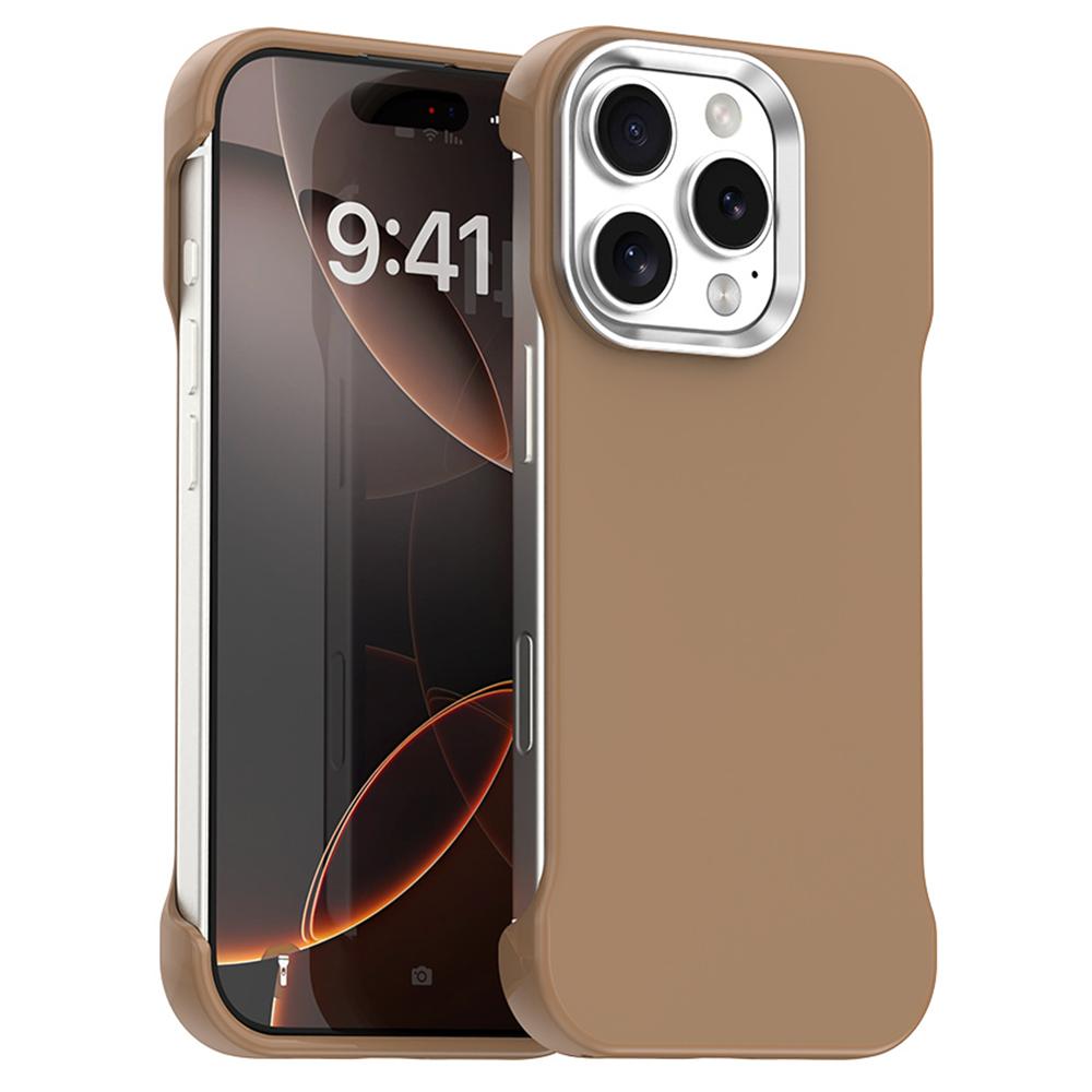 

For iPhone 16 Pro Max Magnetic Case Frameless Ultra Thin TPU+PET Phone Cover Reinforced Corners Brown